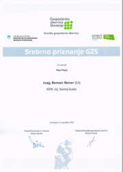 Srebrno priznanje GZS - mag. Roman Rener